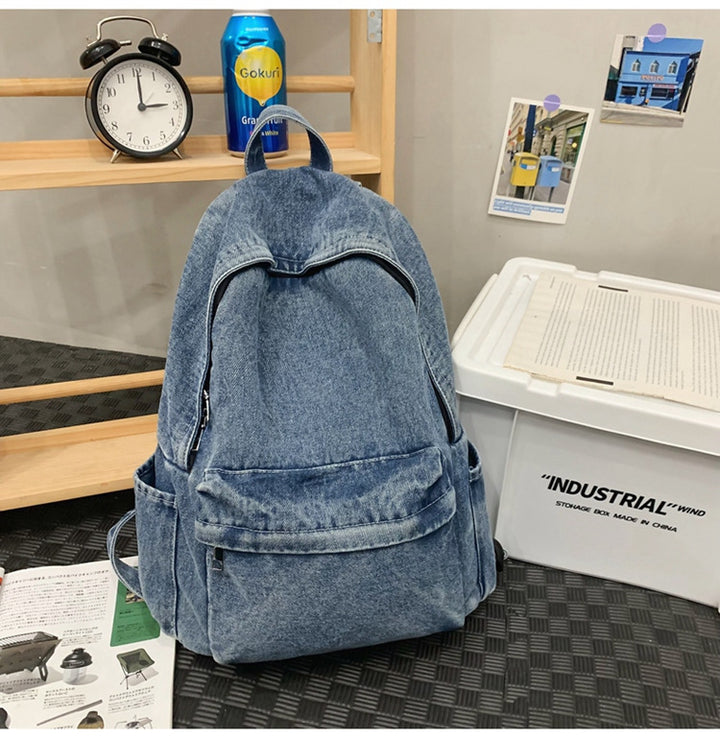 Casual Denim-Style Skole Rygsekk