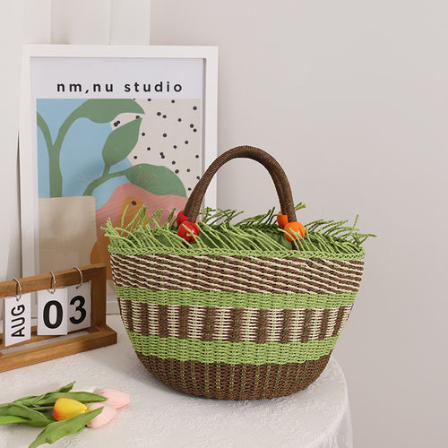 Handmade basket bag with cheerful gardening Skanto