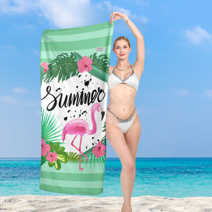 Strandhåndkle med eksklusivt flamingo-motiv og solnedgang-design Skanto