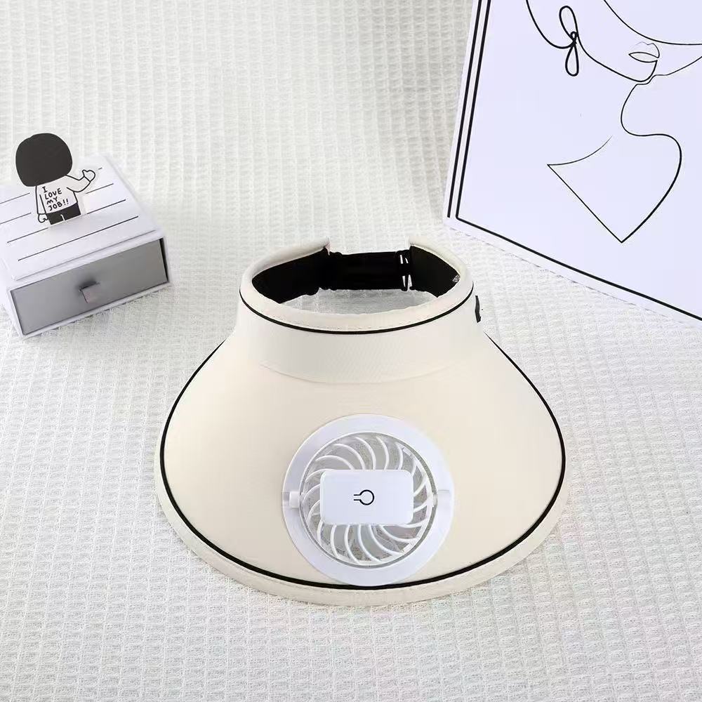 visir med avtakbar USB-vifte, justerbart hodebånd og pustende UV-beskyttelse Skanto