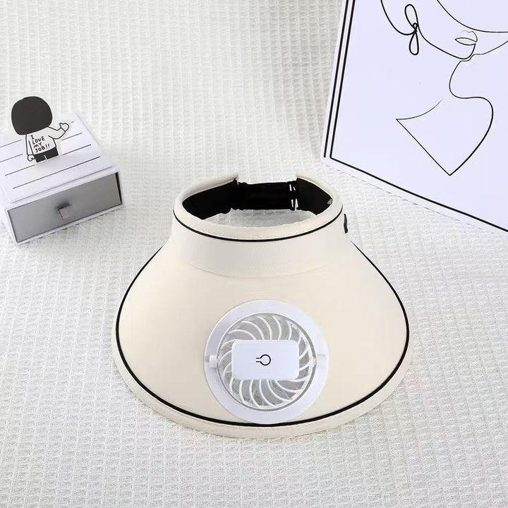 visir med avtakbar USB-vifte, justerbart hodebånd og pustende UV-beskyttelse Skanto