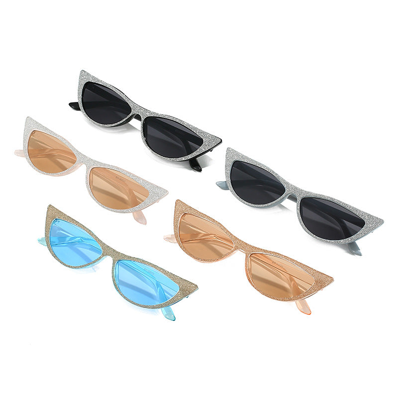 Dame Cat-Eye solbriller med glitrende ramme Skanto