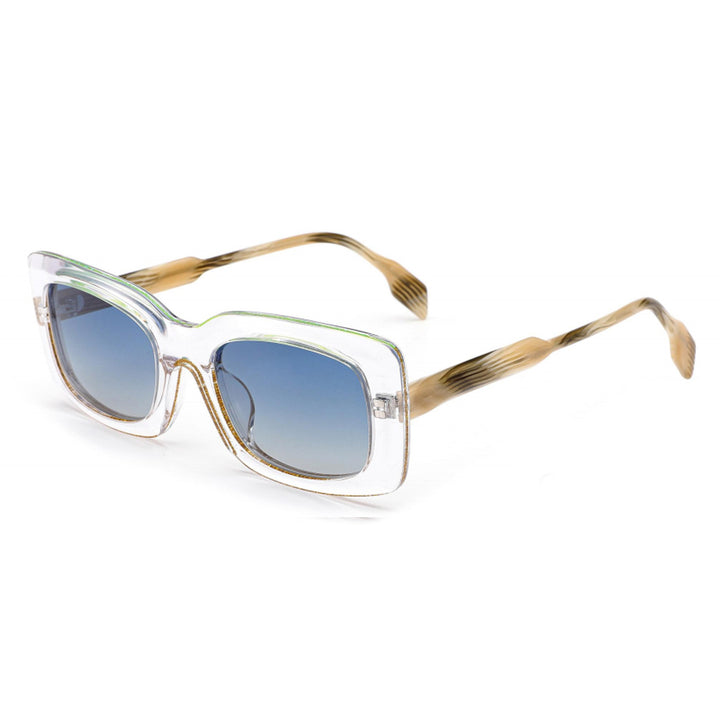 Dame moteriktig kvadratisk solbrille med unik ramme Skanto