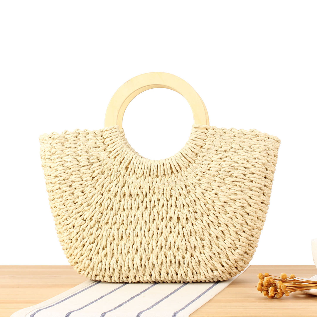 Designer bag made of handmade wicker with wooden handle Skanto