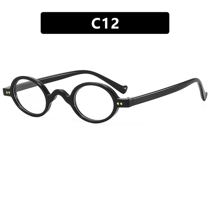 Dame rund solbrille med markant design og høykvalitets plastikkramme Skanto