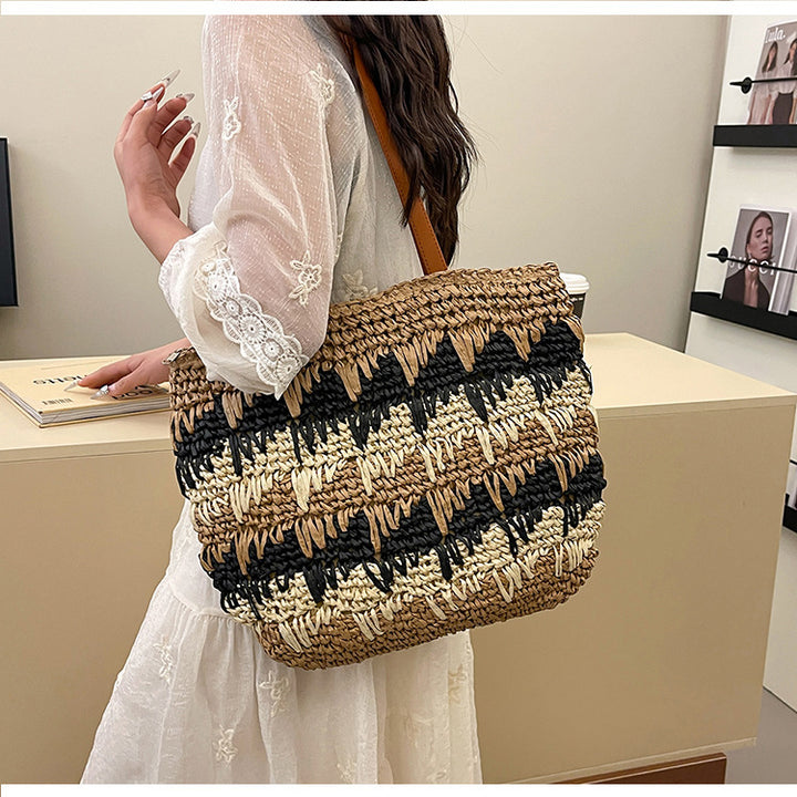 Stor, Håndlaget bastveske med designer-detaljer Skanto