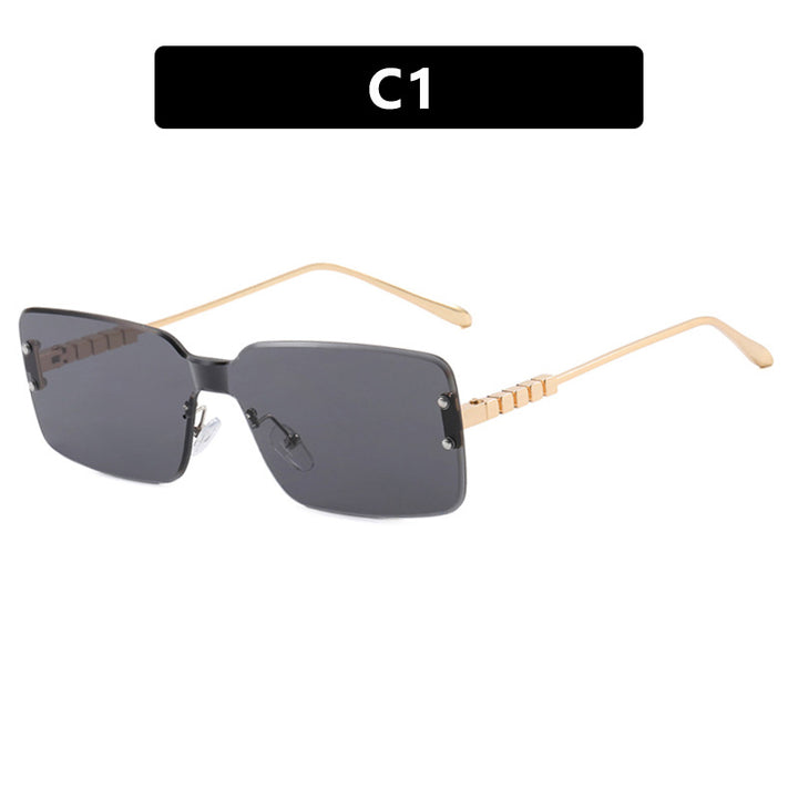 Women's modern rectangular sunglasses with stylish metal frame Skanto