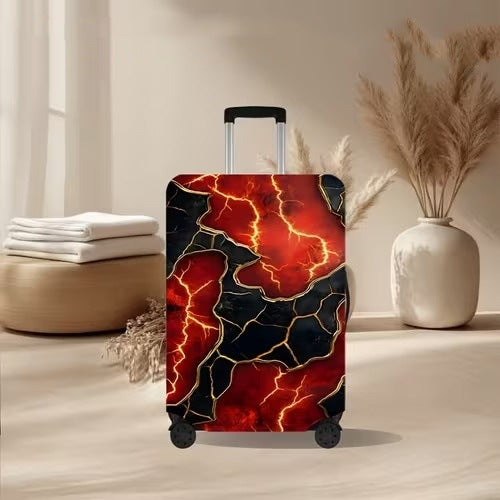 Unisex nan elastisk koffertrekk med vulkansk lava-marmordesign, elastisk beskyttelsestrekk for Trolley Skanto