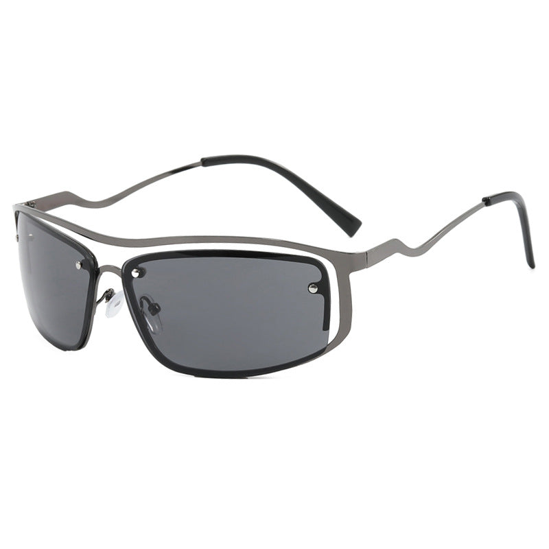 Women's futuristic sunglasses with elegant metal frame and high transparent lenses Skanto