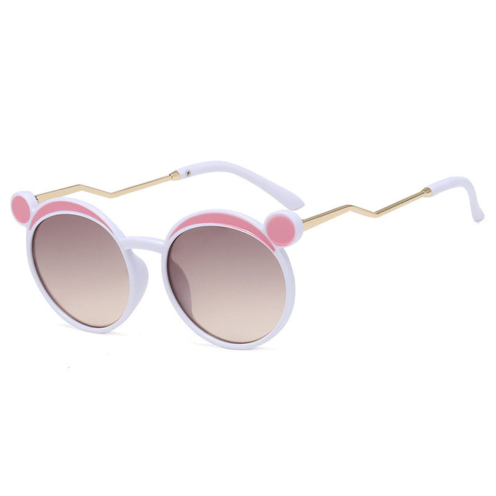 Dame Fashion-runde solbrille med innovativ ramme og fargede linser Skanto