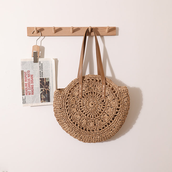 Handmade macrame tote bag with leather handle Skanto