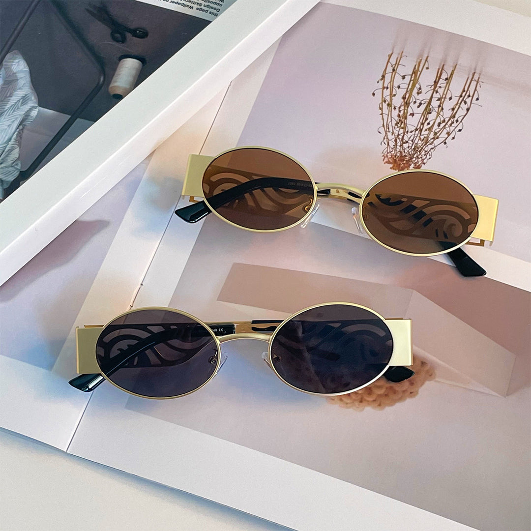 Dame moteriktig rund solbrille med eksepsjonelt design Skanto