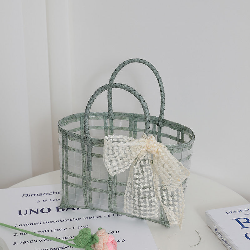 Handmade basket bag with elegant bow application Skanto