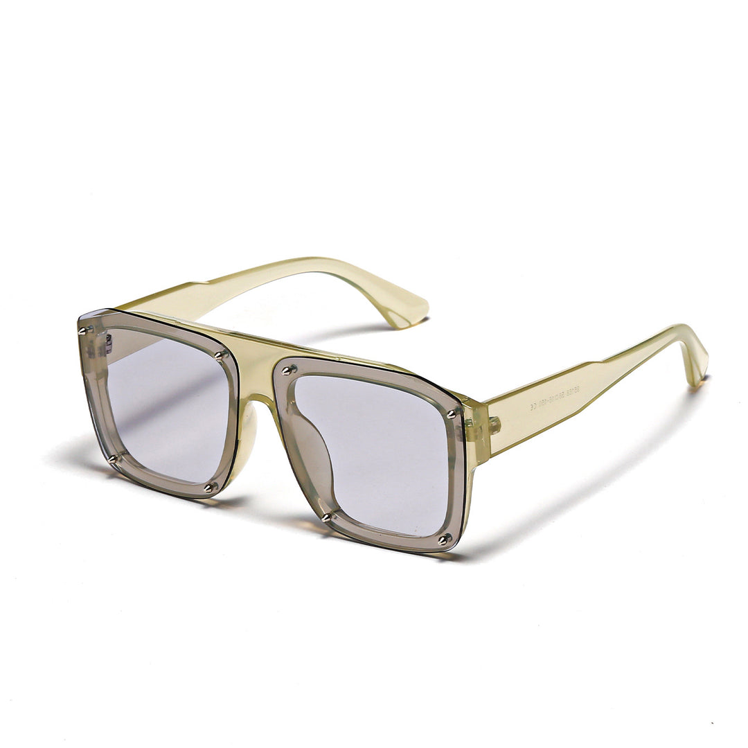 Dame Square-solbriller med modig transparent ramme Skanto