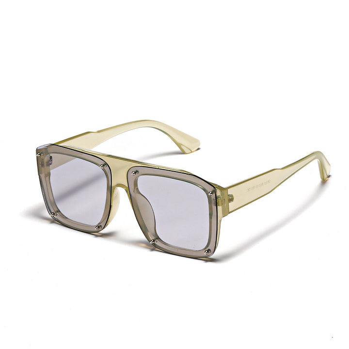 Dame Square-solbriller med modig transparent ramme Skanto