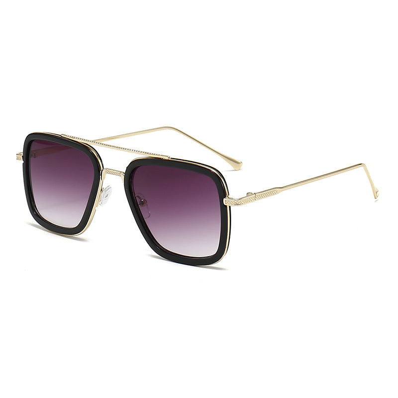 Dame moteristisk kvadratisk solbrille med glamorøs metallramme Skanto