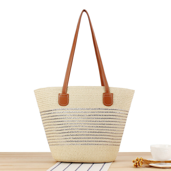 Elegant Straw Bag with Attractive Leather Handles Skanto