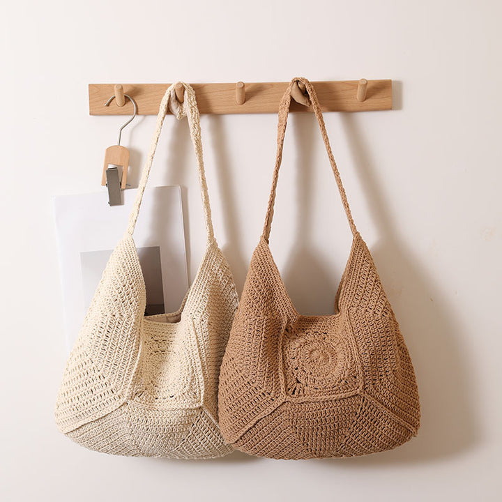Hand-knotted tote bag in modern macrame style Skanto