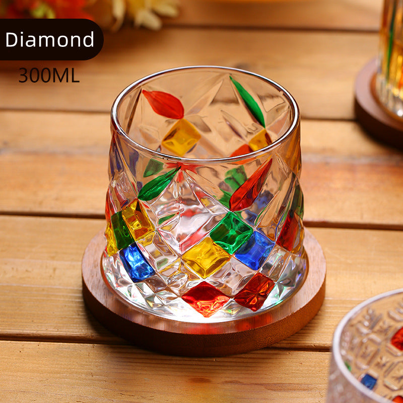 Roterende Multi Farge Flettet Whisky Glass Med Gaveeske | Skanto