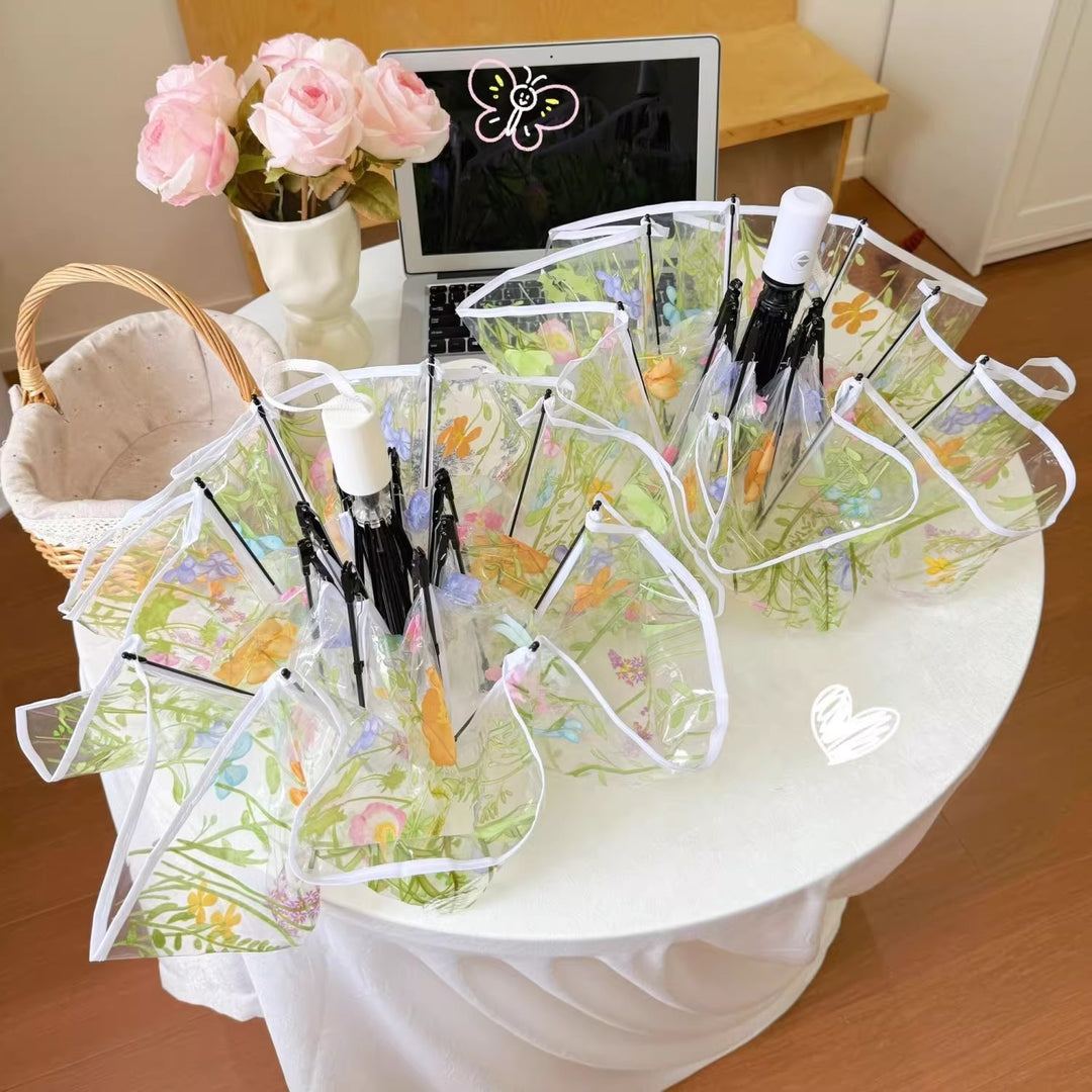 Dame Floral Motiv Regnparaply Skanto