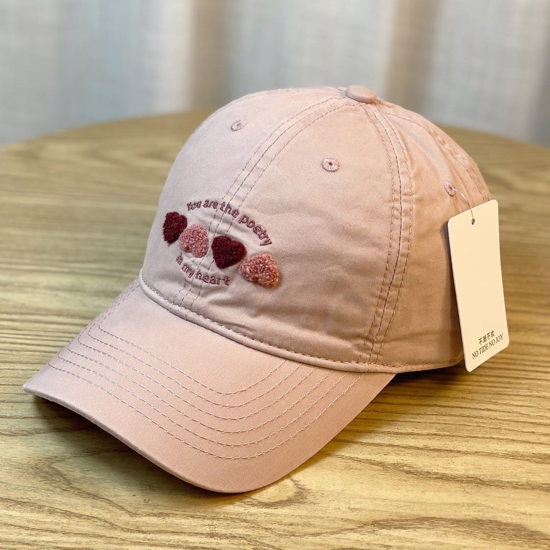 Kvinners Brodert Hjerte Motiv Baseballcap Skanto