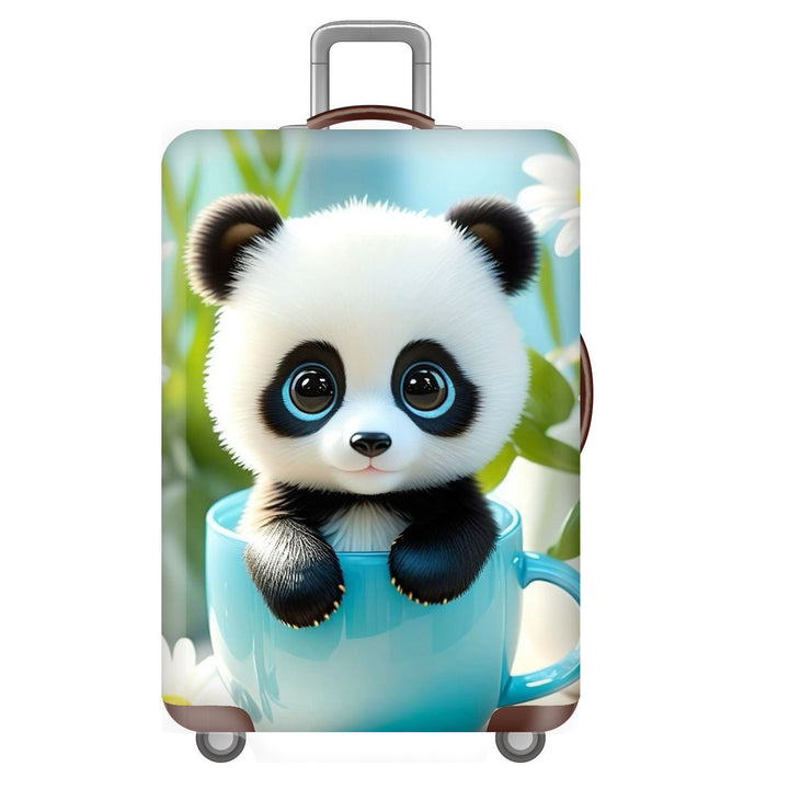 Unisex nan elastisk koffertrekk for hardplast trolley med søtt panda-motiv, elastisk beskyttelsestrekk med håndtak- og hjulåpninger Skanto