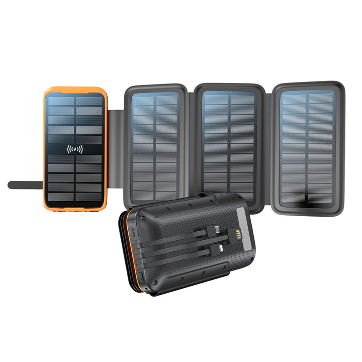 Bærbar solenergi powerbank med trådløs lading og LED-lampe Skanto