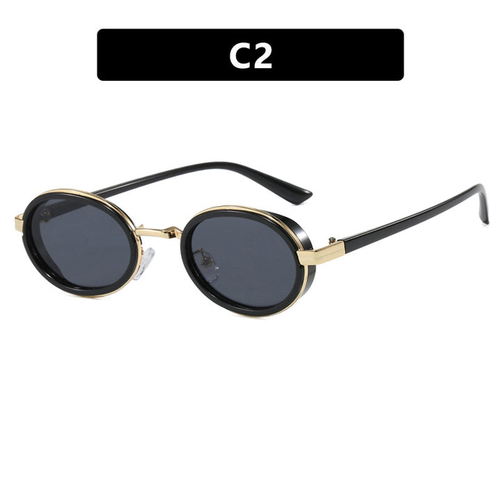 Women's round sunglasses with light lenses and golden details Skanto