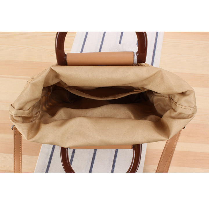 Designer Handbag with Stylish Wooden Handle and Practical Detachable Shoulder Strap Skanto