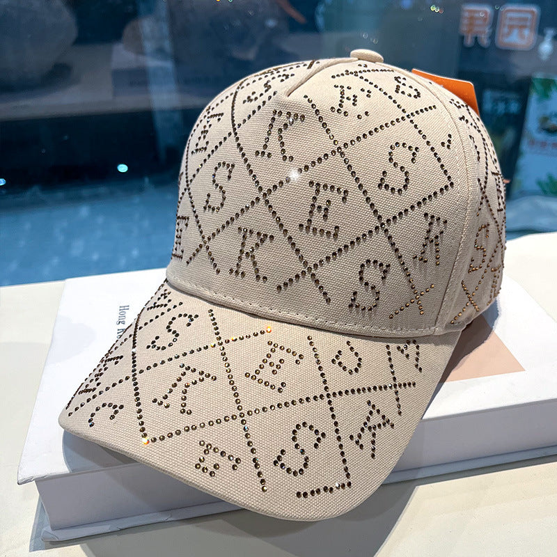 Kvinne Rhinestone-pyntet justerbar baseballcaps Skanto