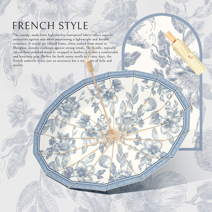 Dame elegant og robust paraply med botanisk design Skanto