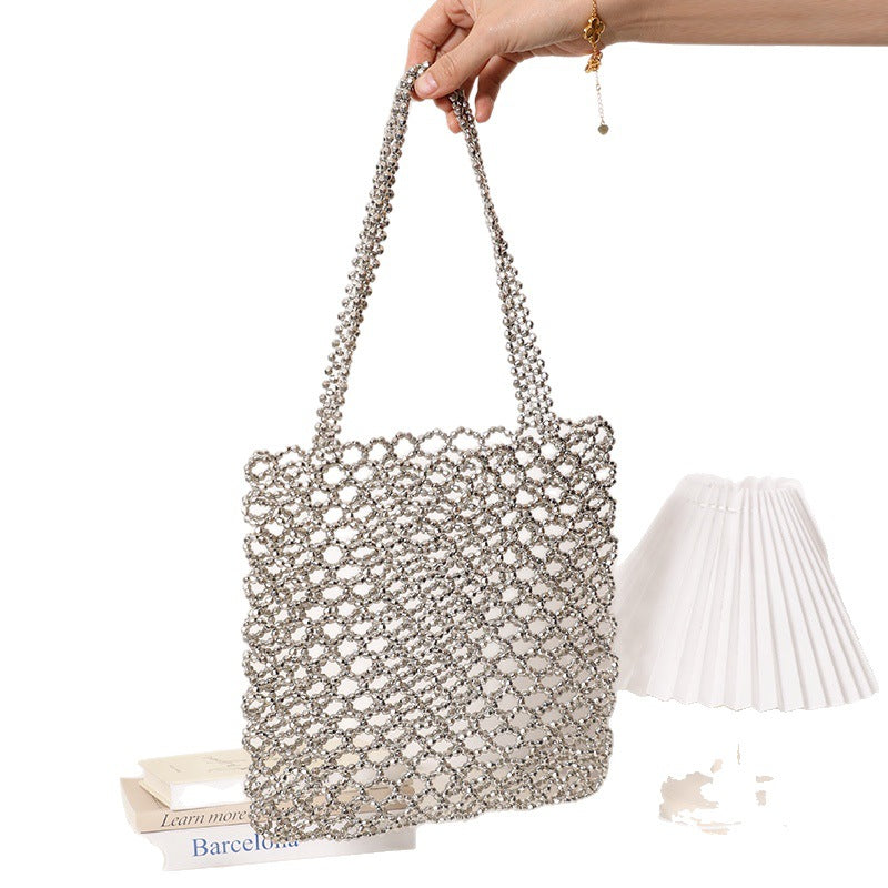 Sparkling Net Bag made of braided material Skanto