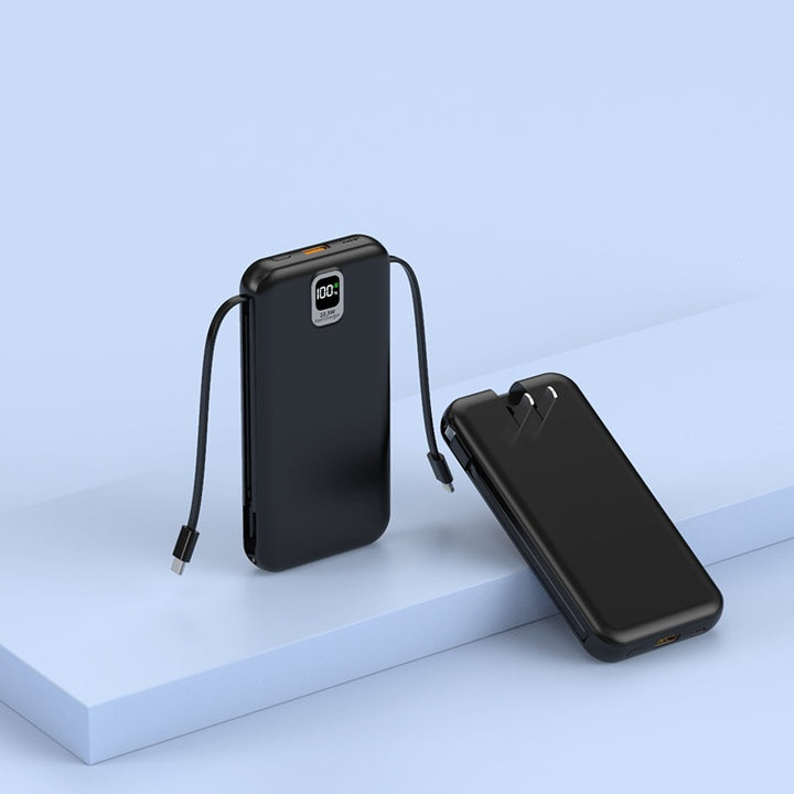 Bærbar Powerbank med integrert ladekabel og LED-display Skanto