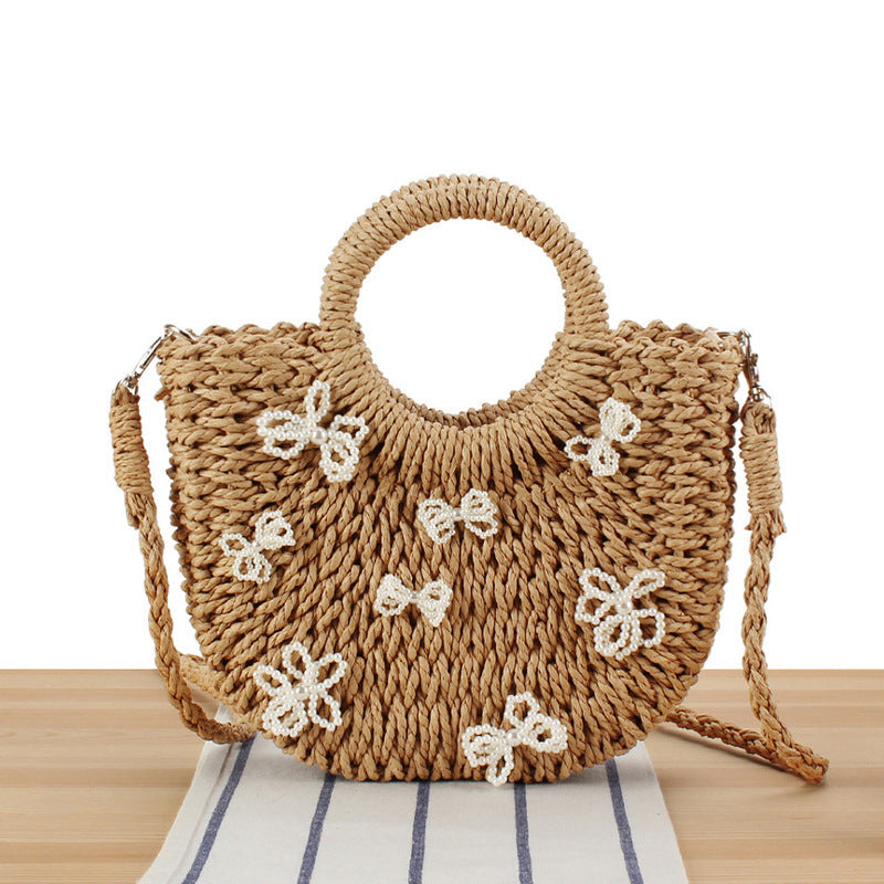 Straw Bag with Floral Design Skanto