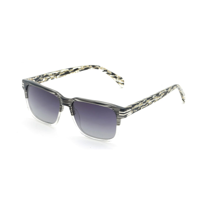 Dame moteriktig solbrille med transparent ramme og grønne glass Skanto