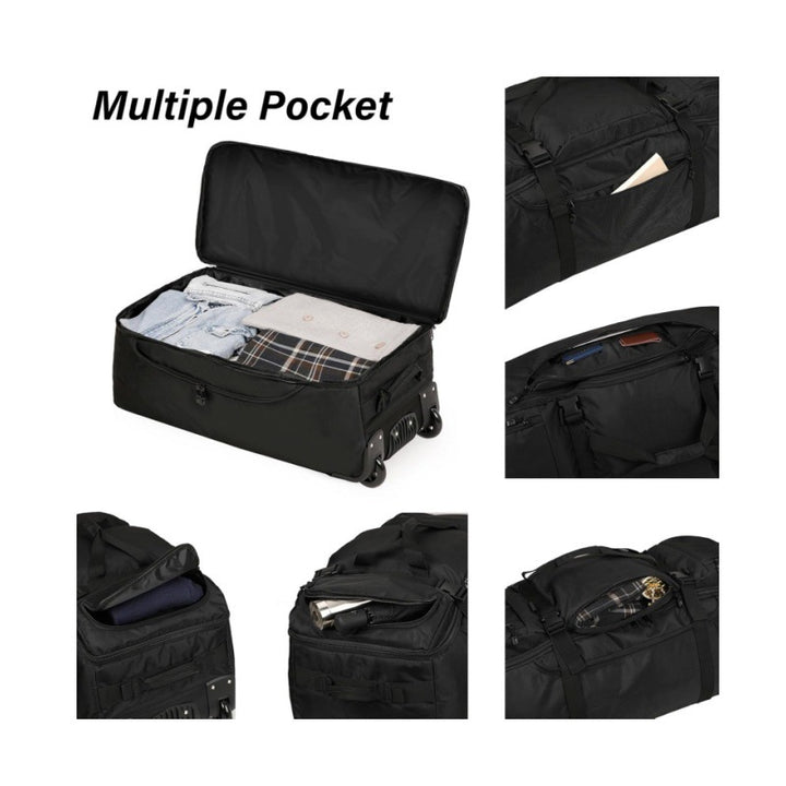 Multifunksjonell reiseveske med integrert trille-system Skanto