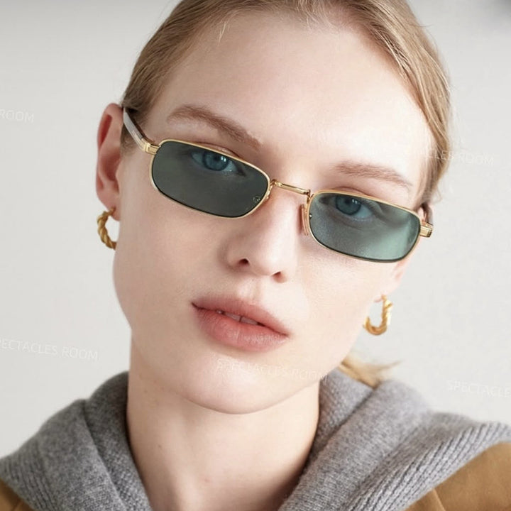 Women's fashionable sunglasses with stylish metal frame and orange lenses Skanto