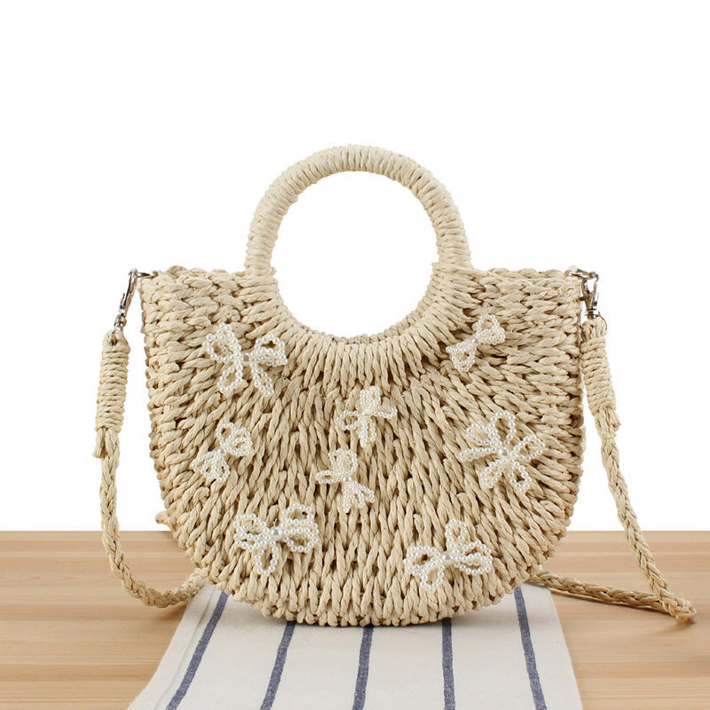 Straw Bag with Floral Design Skanto