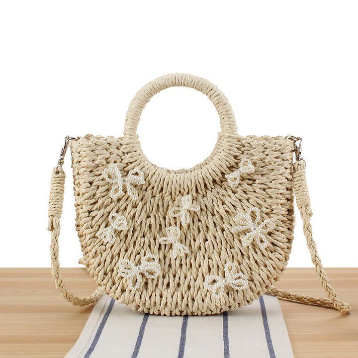 Straw Bag with Floral Design Skanto