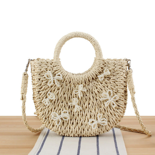 Straw Bag with Floral Design Skanto