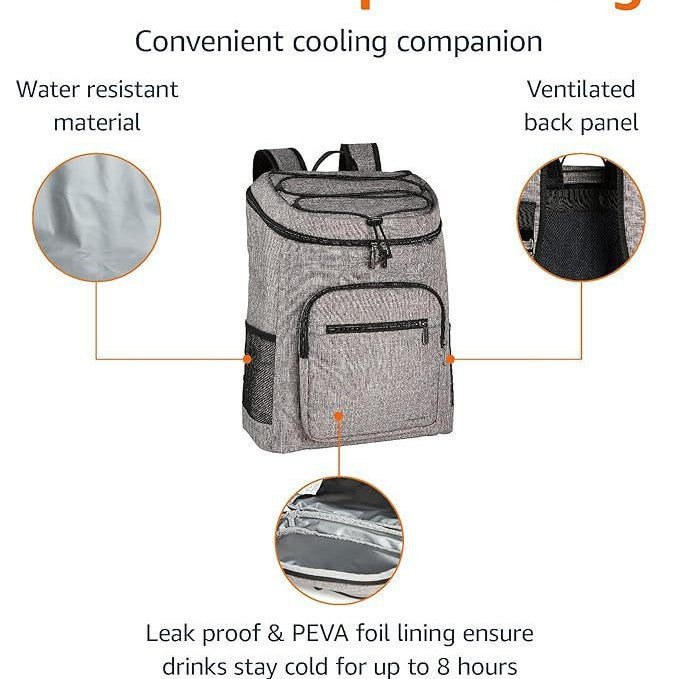 Unisex Insulated Lunch Backpack with Insulating Inner Lining and Multifunctional Organizer Pockets Skanto