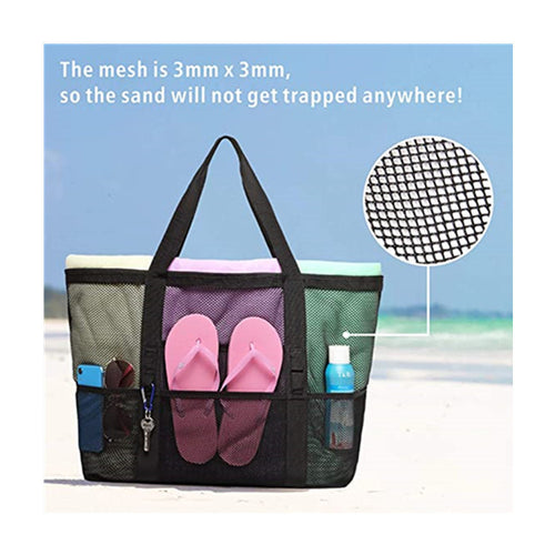 Praktisk strandveske med nettdesign Skanto