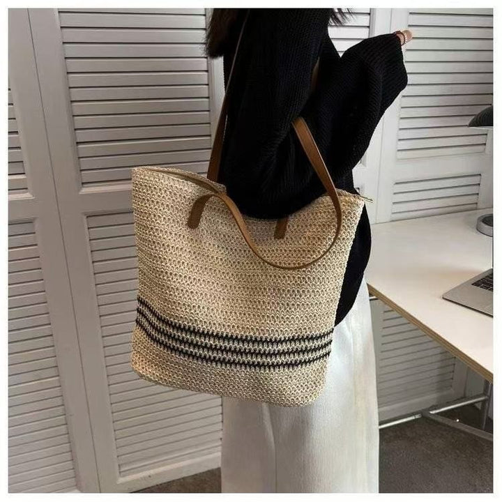 Oversized Strandveske i Flettet Materiale Skanto