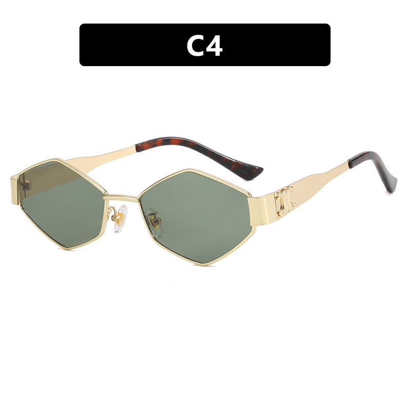 Dame moterett solbrille med unik sekskantet ramme Skanto
