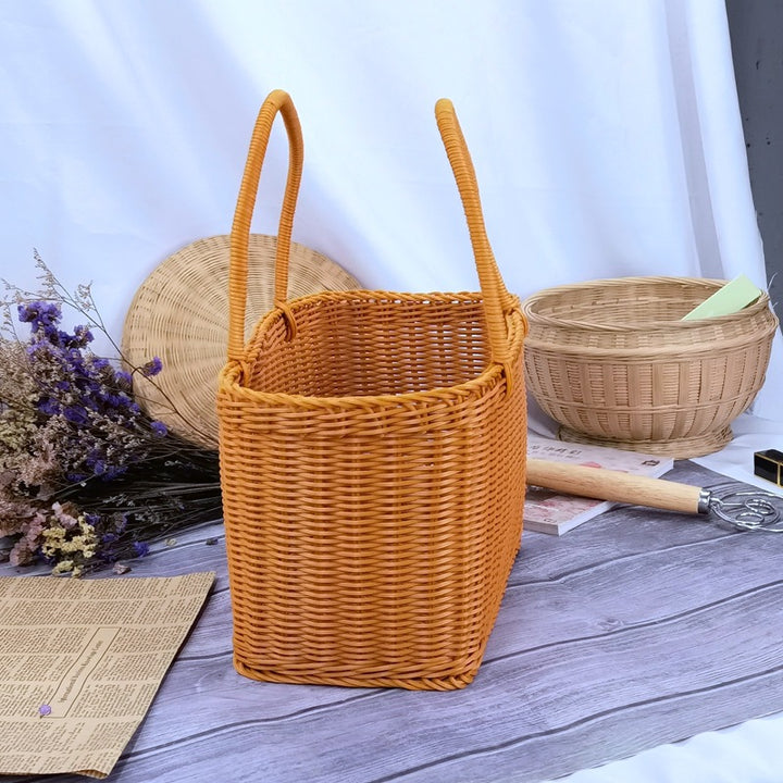 Dame tidløs Rattan handleveske Skanto