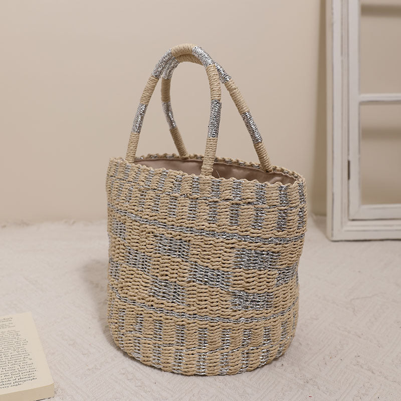 Handmade basket bag with modern geometric pattern Skanto