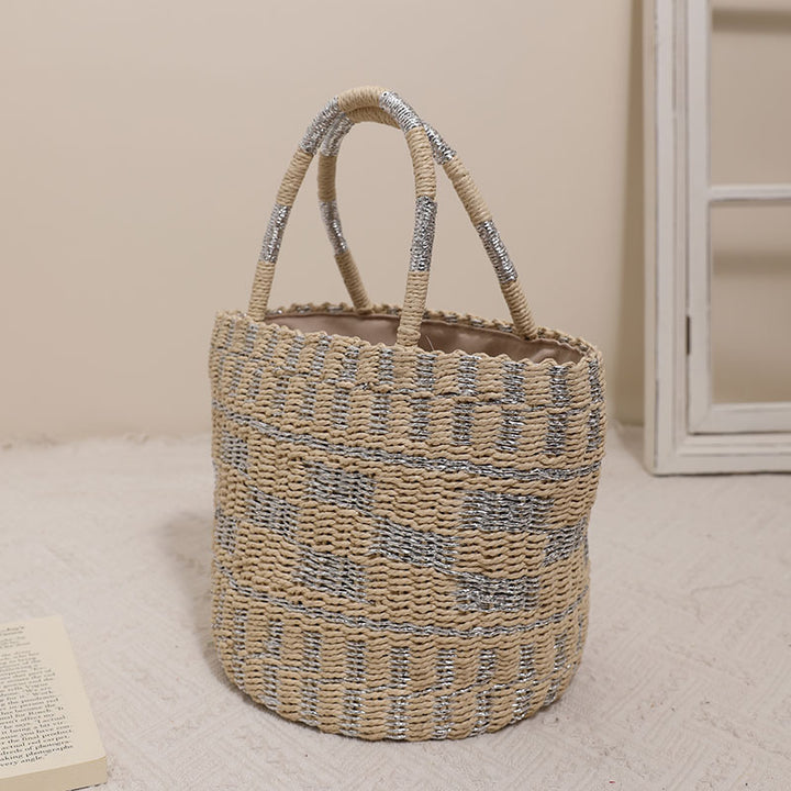 Handmade basket bag with modern geometric pattern Skanto