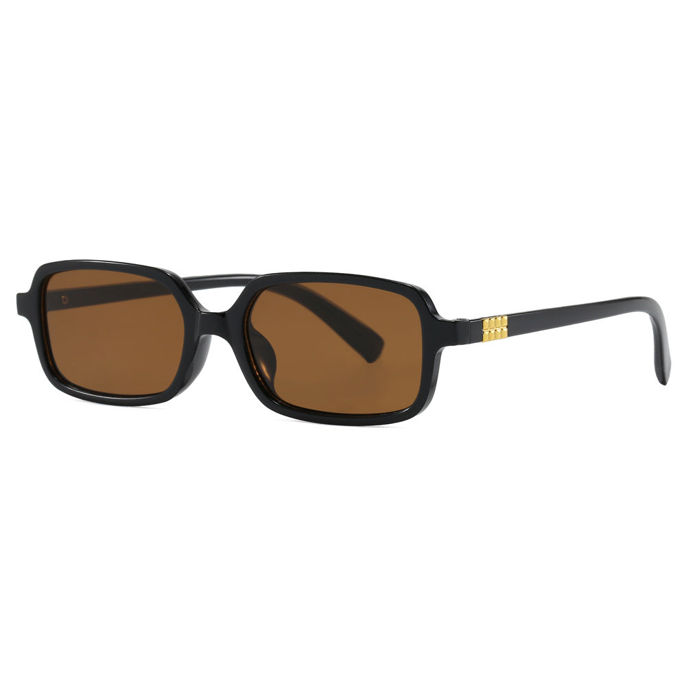 Women's fashionable square glasses with elegant plastic frame and golden accents Skanto