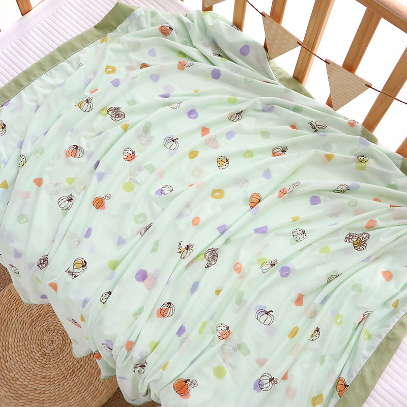 Unisex nan koselig babysengteppe laget av bomullsmuslin med pustende fyll og satinert kant Skanto