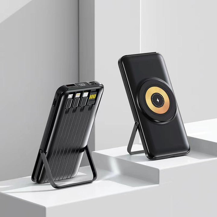 Multifunksjonell powerbank med trådløs lader og integrert stativ Skanto
